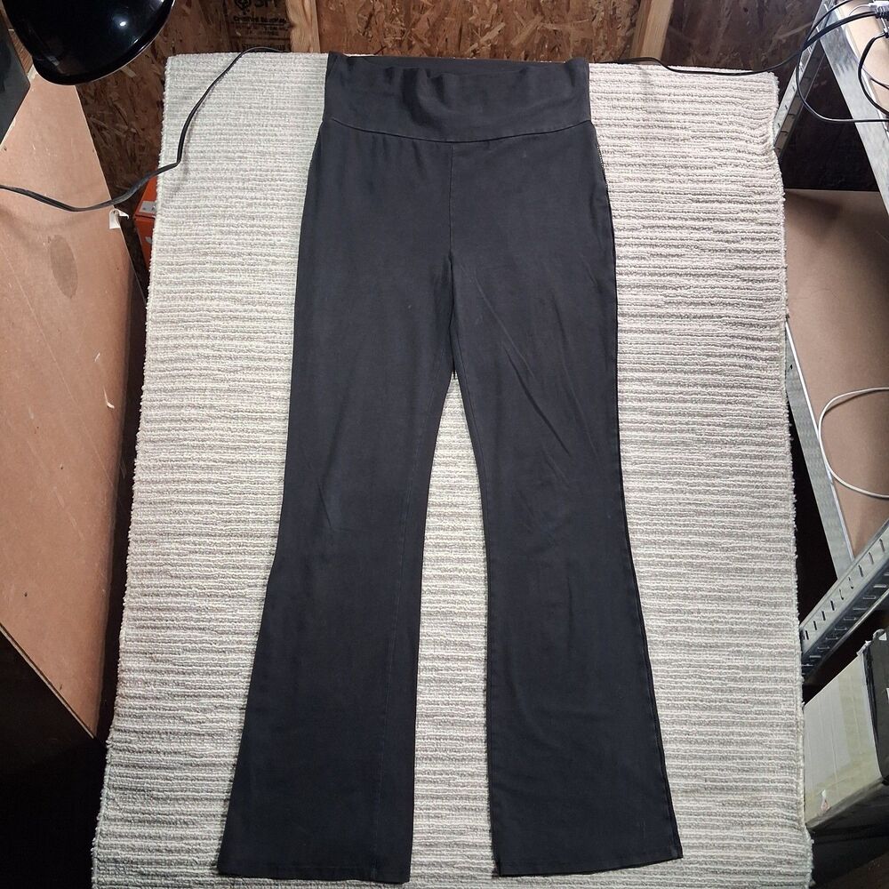 Forever 21 Womens Flare Pants Black Stretch Pull On High Rise Yoga Leggings L